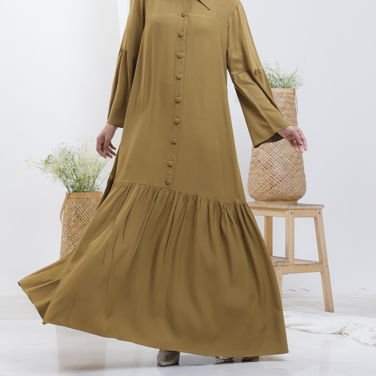 Gamis Polos Rayon Wanita Kekinian RBT - Gambar 4