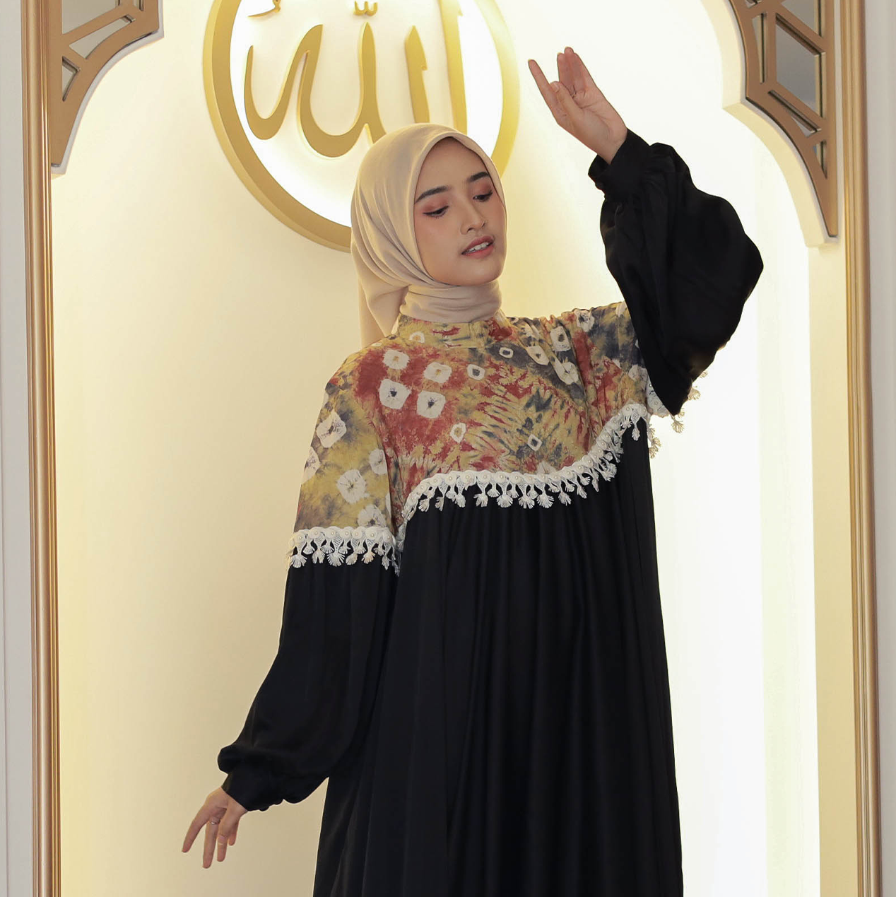 Gamis Jumputan Wanita Renda JUMBO RBT - Gambar 3