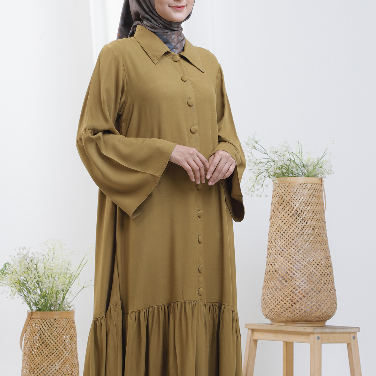Gamis Polos Rayon Wanita Kekinian RBT - Gambar 5
