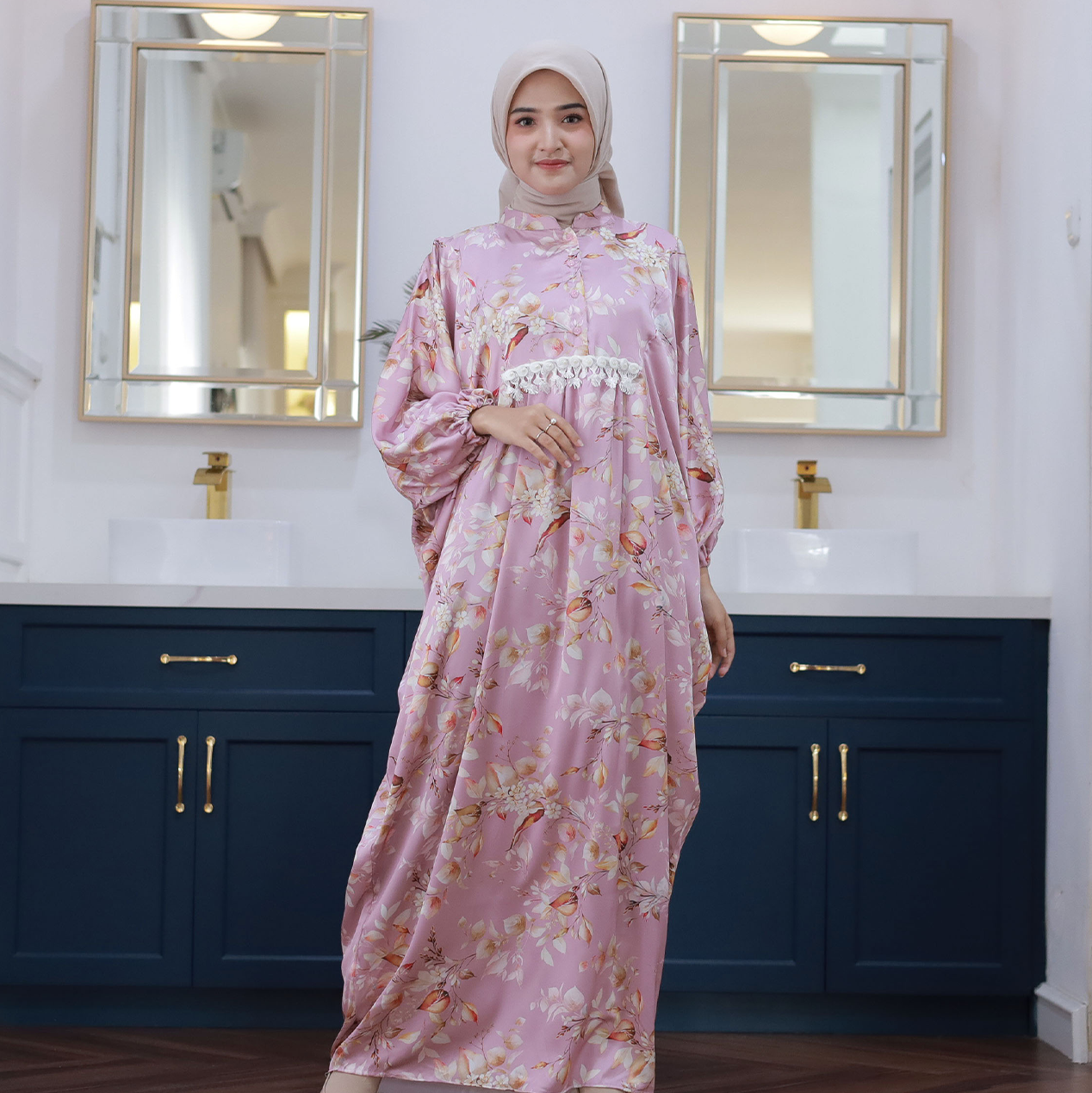 Gamis Dress Lebaran Wanita Motif Floral