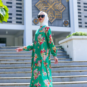 gamis hijau bunga