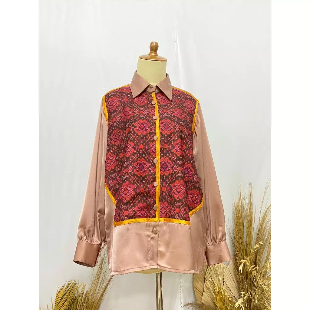 Kemeja Rayon Kombinasi Motif Ubur Ubur