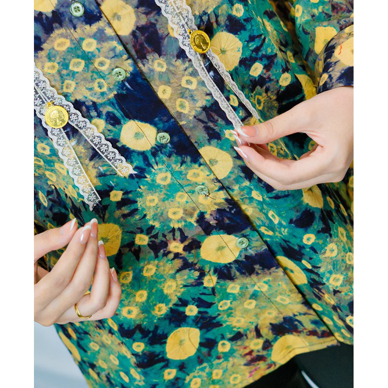 Blouse Jumputan Renda Koin Wanita Premium - Gambar 4