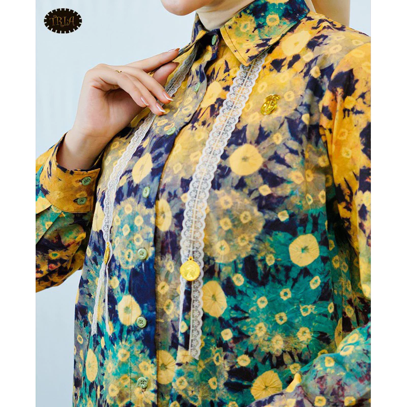 Blouse Jumputan Renda Koin Wanita Premium - Gambar 3