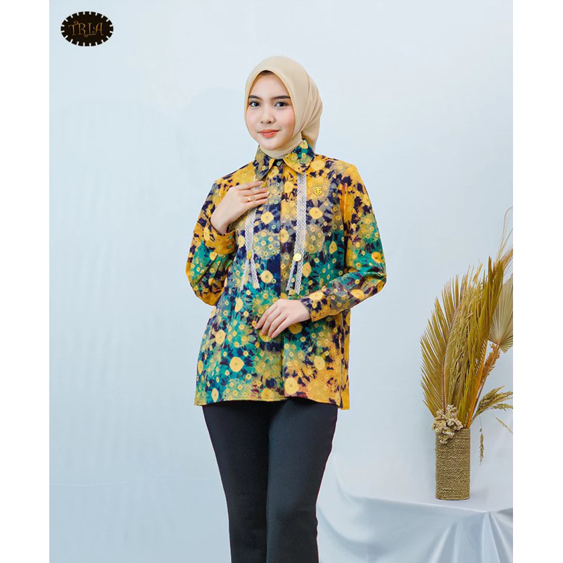 Blouse Jumputan Renda Koin Wanita Premium
